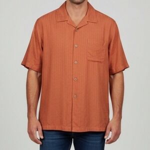 Tommy Bahama Mens Silk Shirt XL Palm Tree Embroidery‎ Vacation Resort Casual